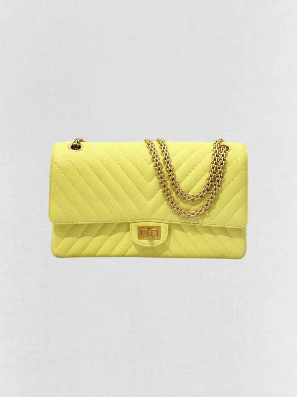 CHANEL 2.55 Reissue Yellow Chevron Shoulder Bag