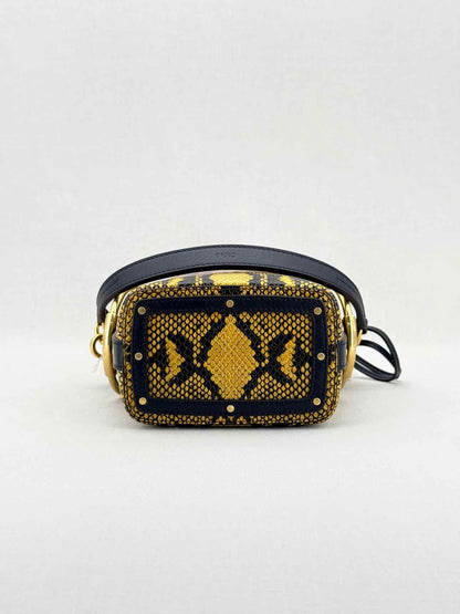CHLOE Roy Yellow & Black Python Embossed Bucket Bag