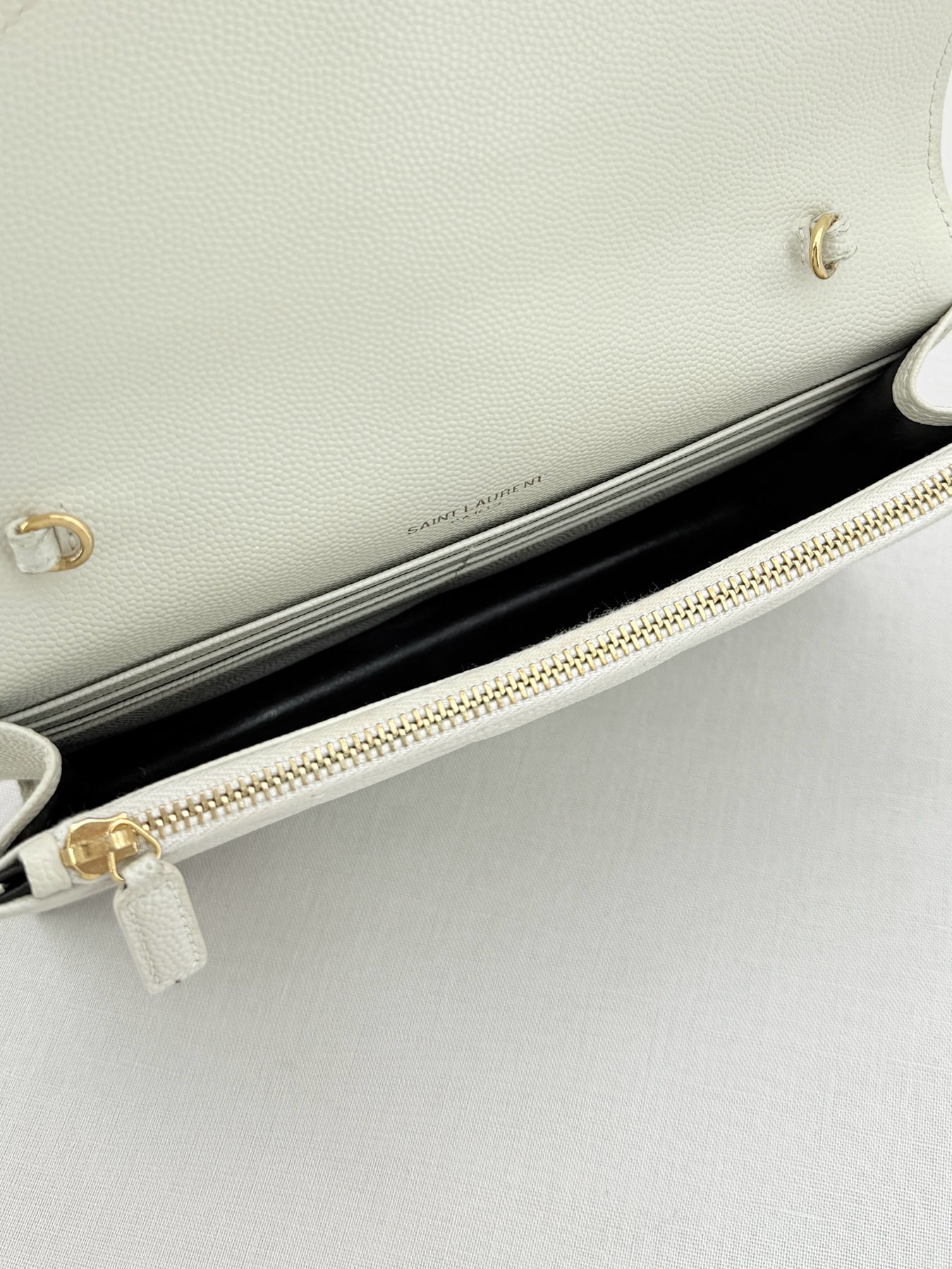 SAINT LAURENT Cassandre White Chevron Shoulder Bag