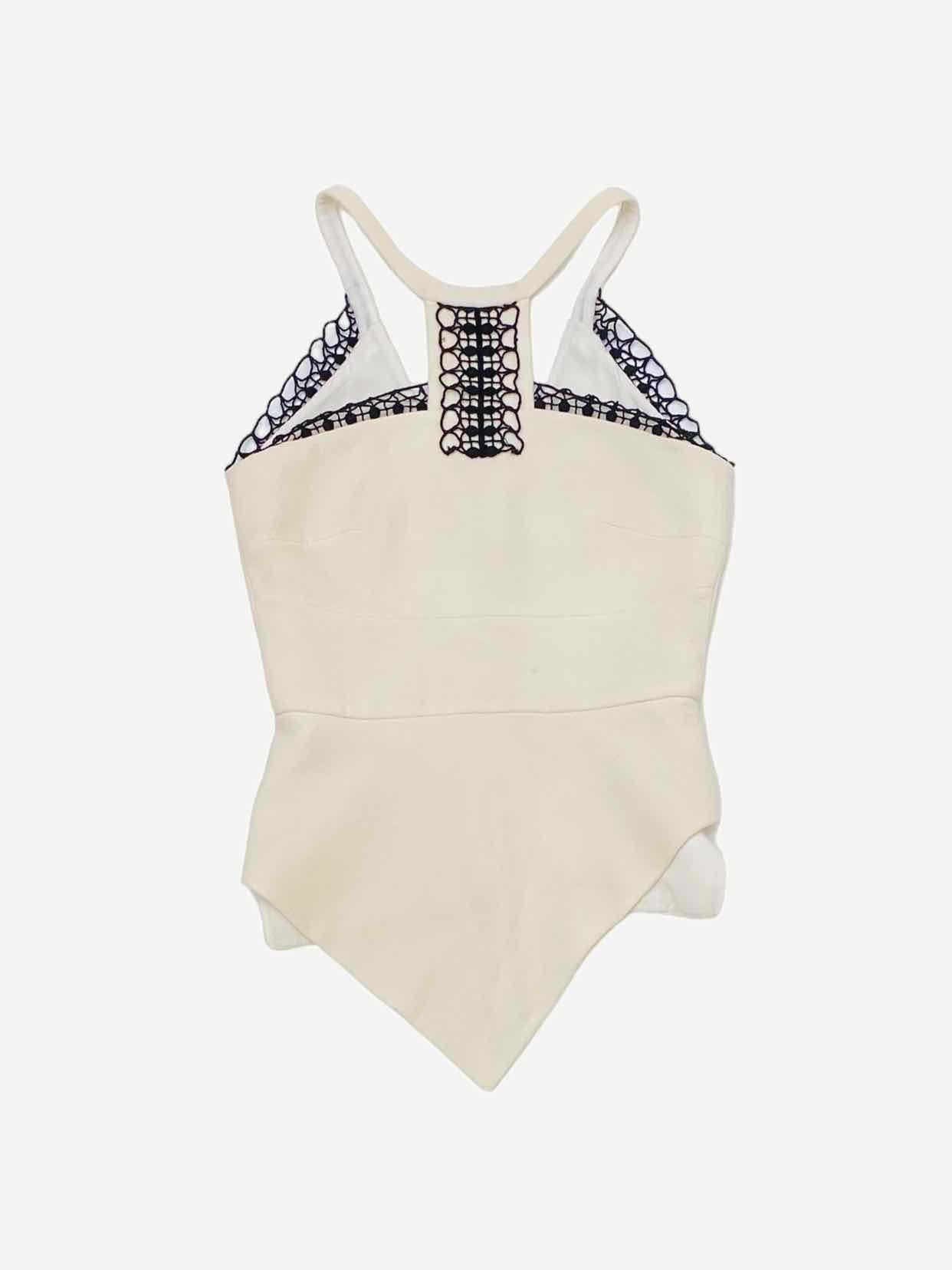 ROLAND MOURET Cream & Black Size Small Top