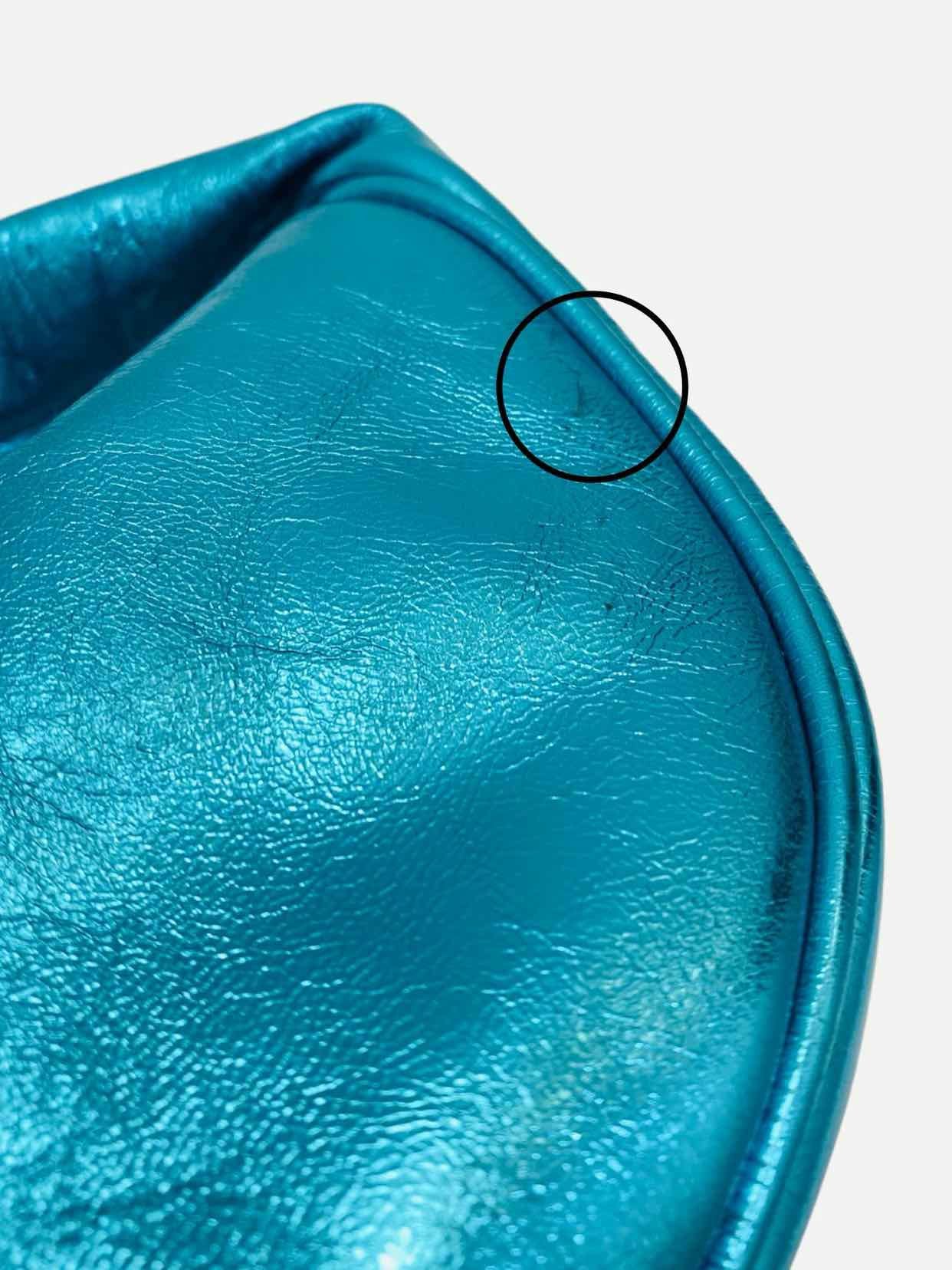 BY FAR Cush Metallic Blue Shoulder Bag