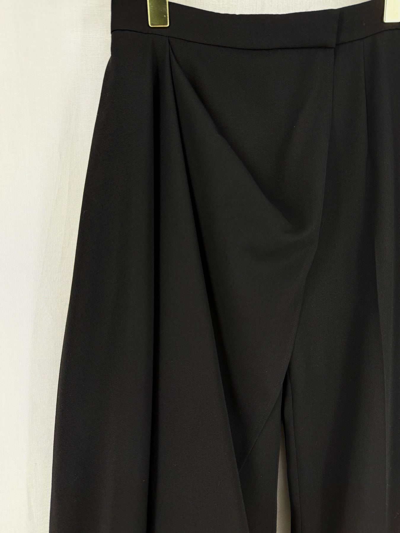 ALEXANDER McQUEEN Barathea Draped Black Wool Size US8 Pants