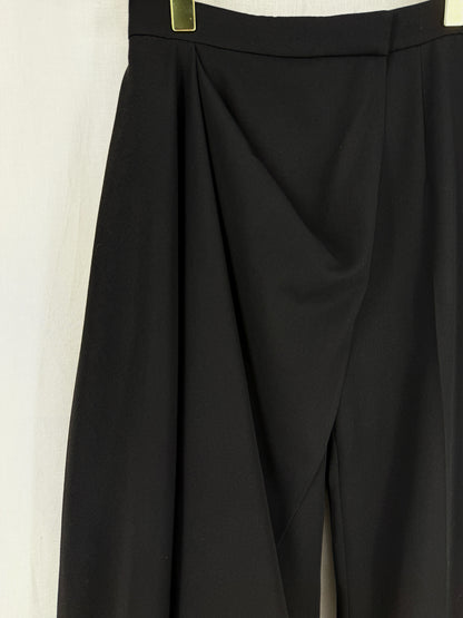 ALEXANDER McQUEEN Barathea Draped Black Wool Size US8 Pants