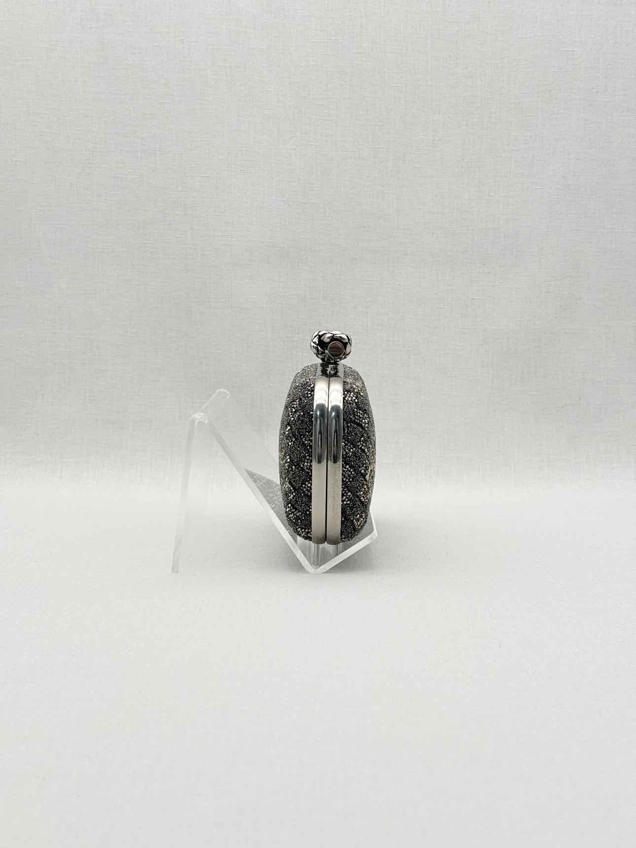 BOTTEGA VENETA Crystal Knot Silver & Black Clutch