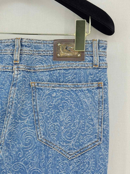 ETRO Blue Paisley Print Size 28 Jeans