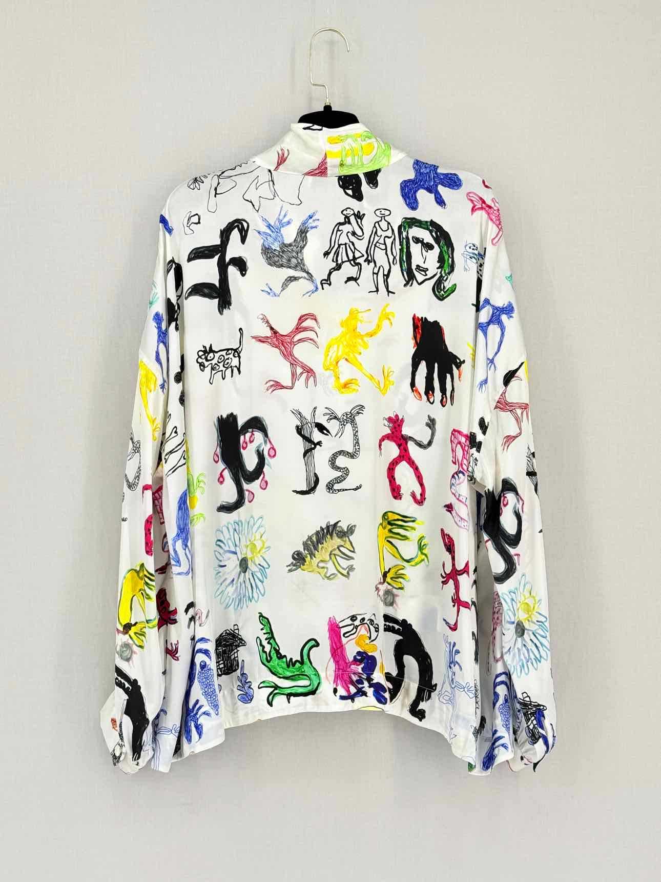 BALENCIAGA White Multicolor Printed Size US 6 Blouse