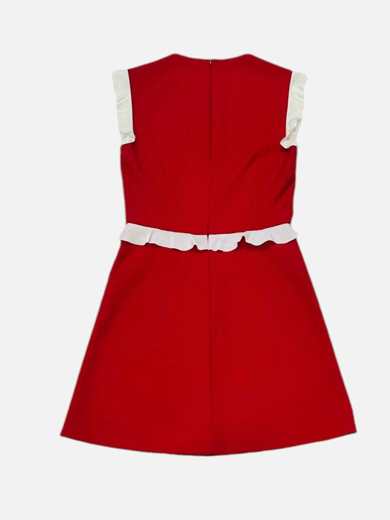 RED VALENTINO A-Line Red w/ White Knee Length Dress