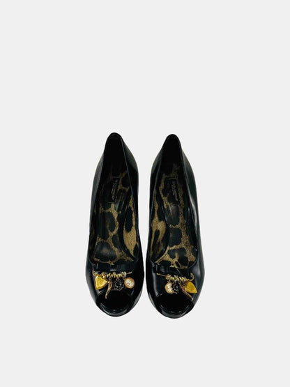 DOLCE & GABBANA Peep Toe Black Size EU 39.5 Pumps