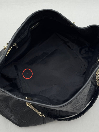 CAROLINA HERRERA Poppy Black Monogram Embossed Tote Bag