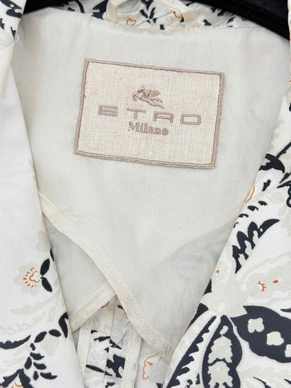 ETRO White Multicolor Paisley Print Size US 2 Blazer
