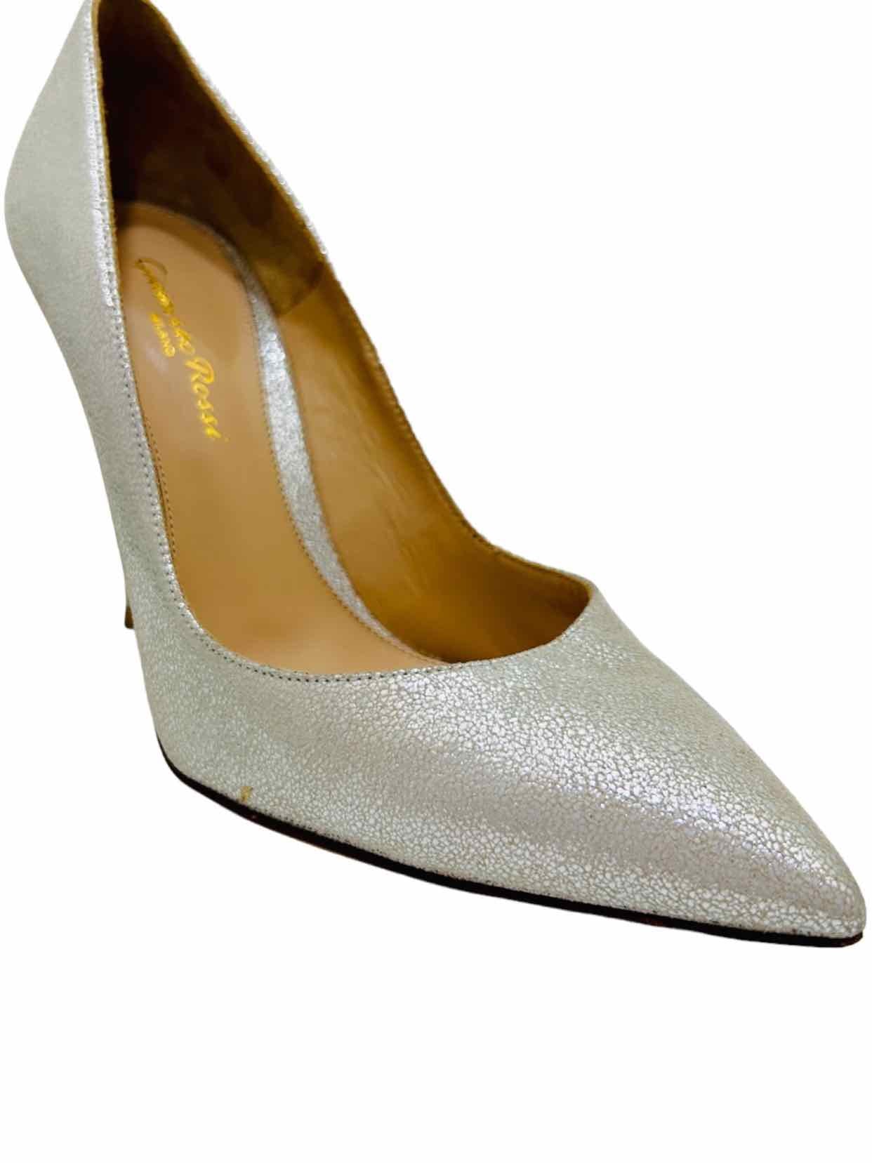 GIANVITO ROSSI Metallic Silver Pumps
