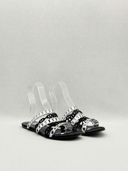 HERMES Black & Silver Size EU 39 Sandals