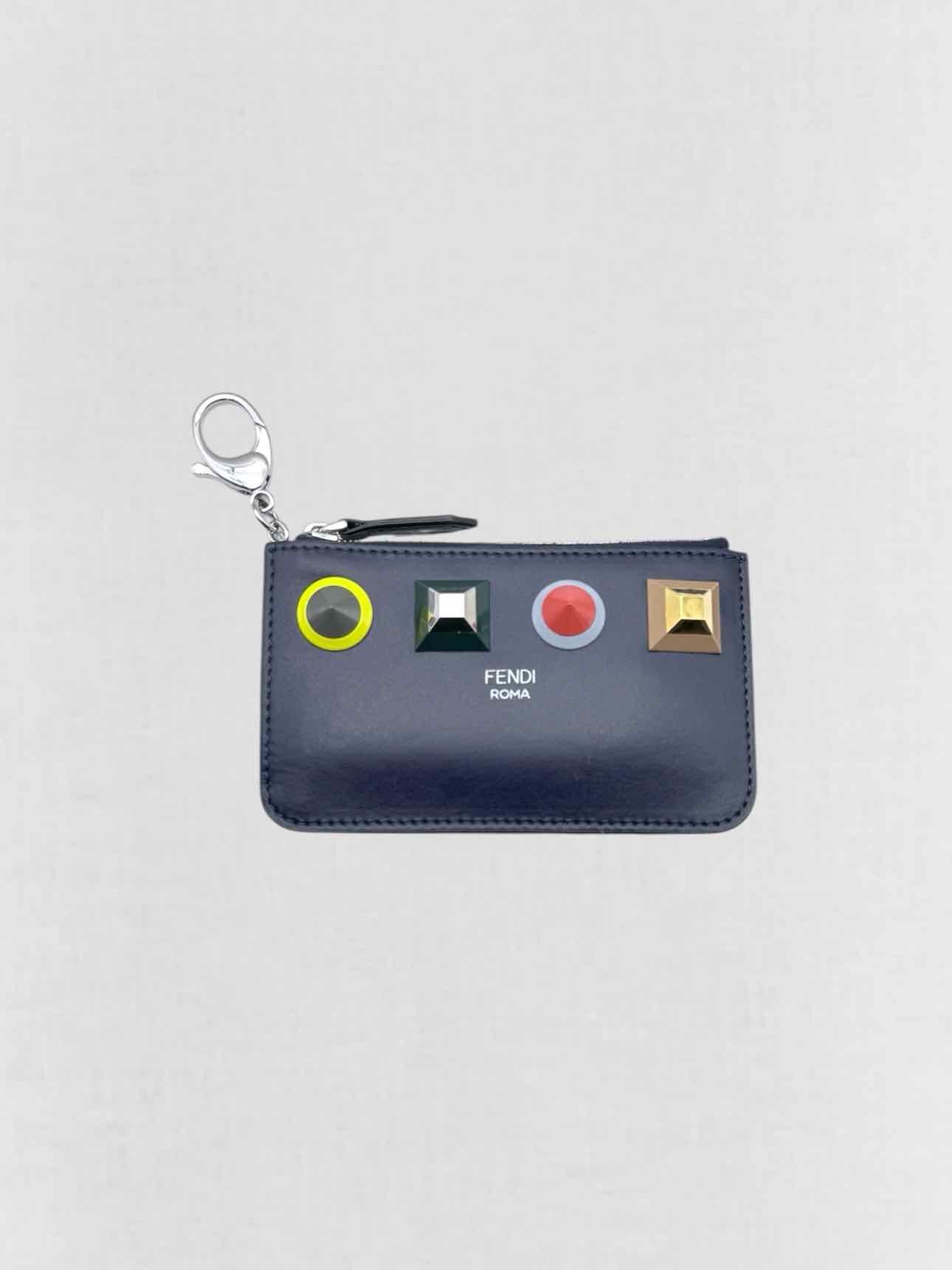 FENDI Vitello Liberty Blue Coin Wallet