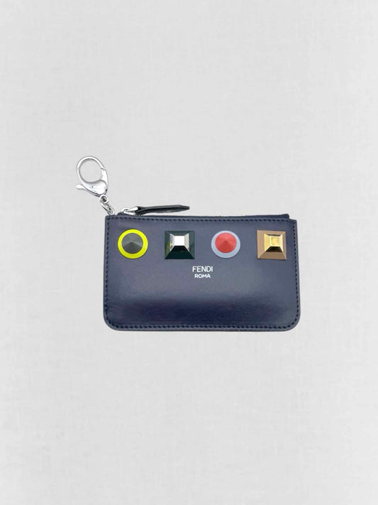 FENDI Vitello Liberty Blue Coin Wallet