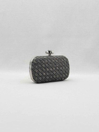 BOTTEGA VENETA Crystal Knot Silver & Black Clutch