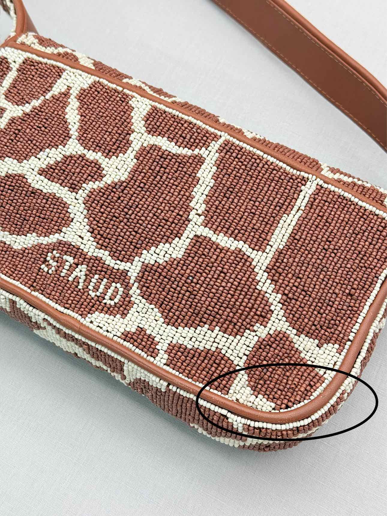 STAUD Tommy Brown & Beige Giraffe Print Shoulder Bag
