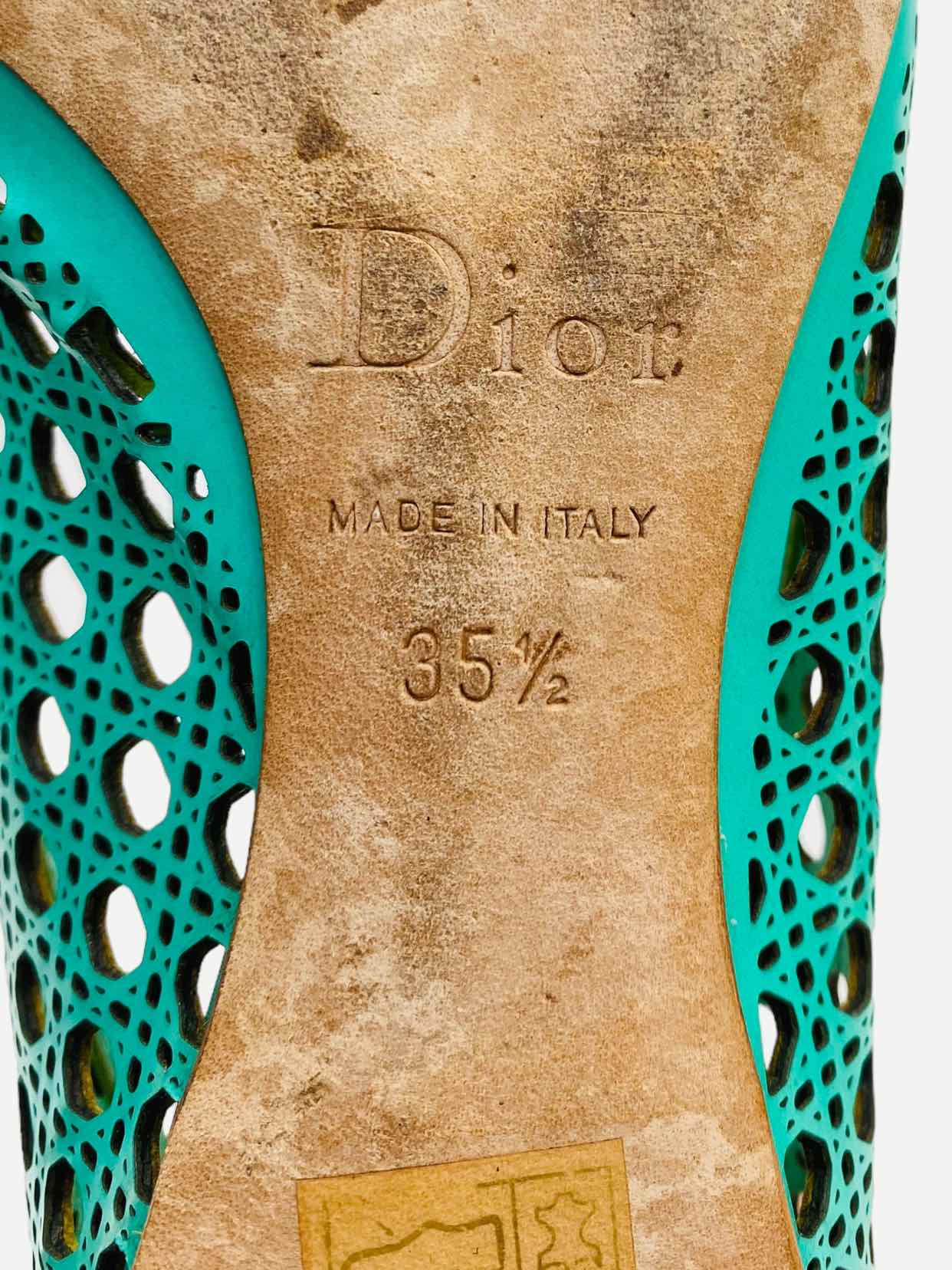 CHRISTIAN DIOR Pointed Toe Green Flats 35.5