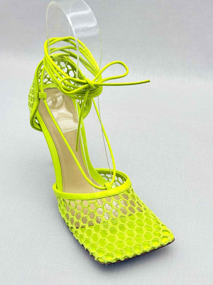 BOTTEGA VENETA Neon Yellow Size EU 38.5 Heeled Sandals