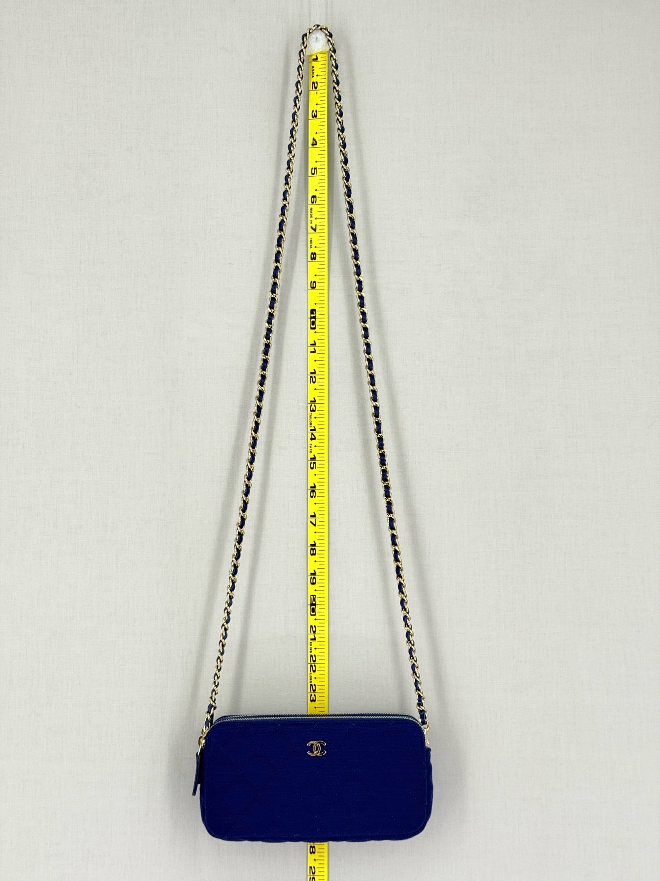 CHANEL Double Zip WOC Blue Quilted Crossbody