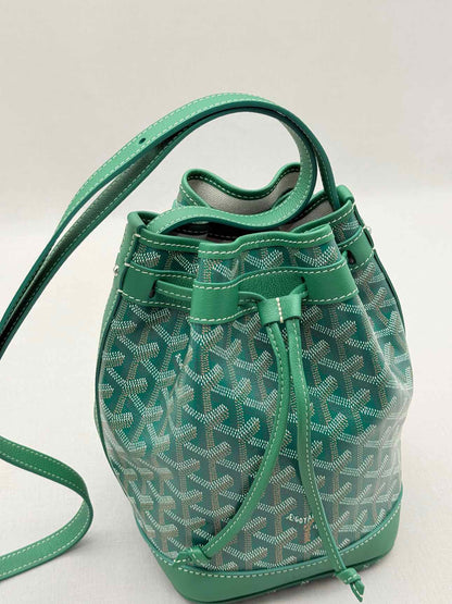 GOYARD Petit Flot Green Goyardine Chevron Bucket Bag