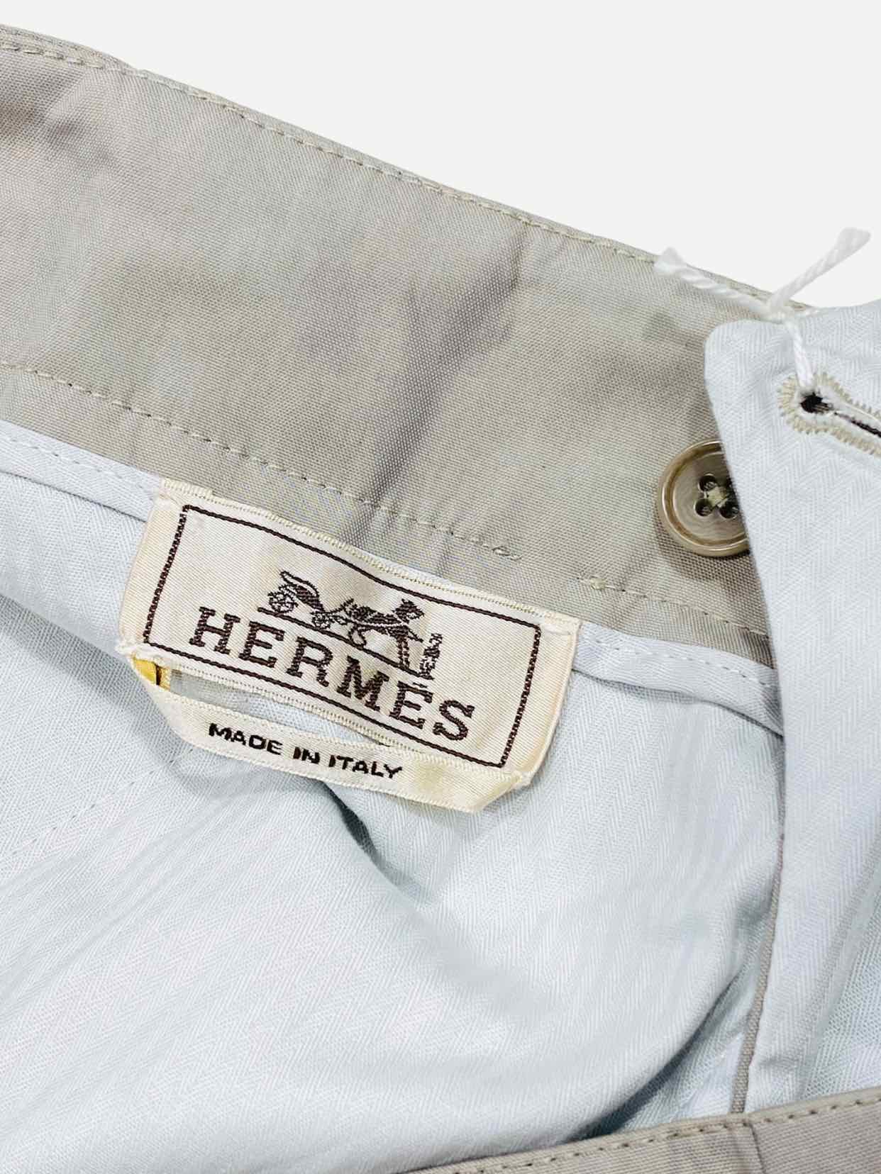 HERMES Belted Beige Pants