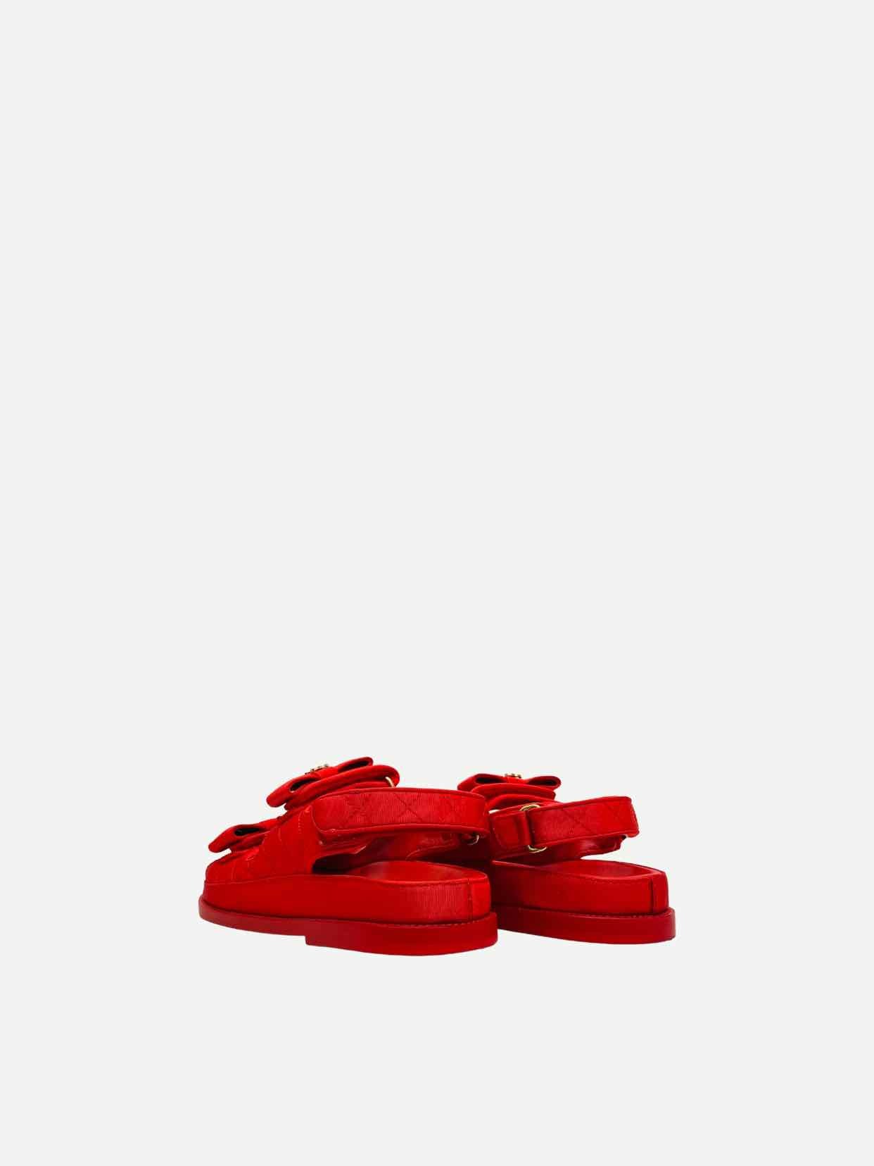 CHANEL Dad Red Quilted Sandals