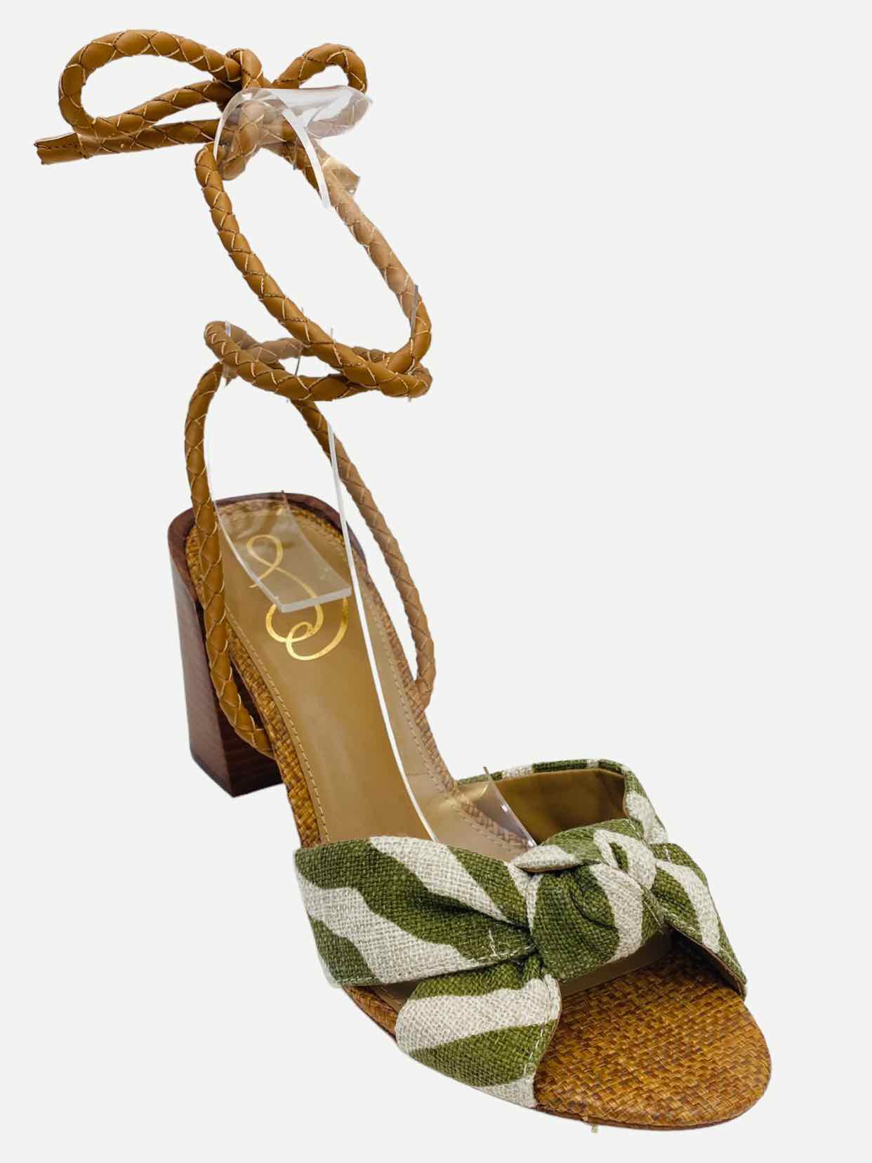 SAM EDELMAN Bodhi Green & White Heeled Sandals 37.5