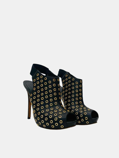 ALEXANDER MCQUEEN Black w/ Gold Slingbacks