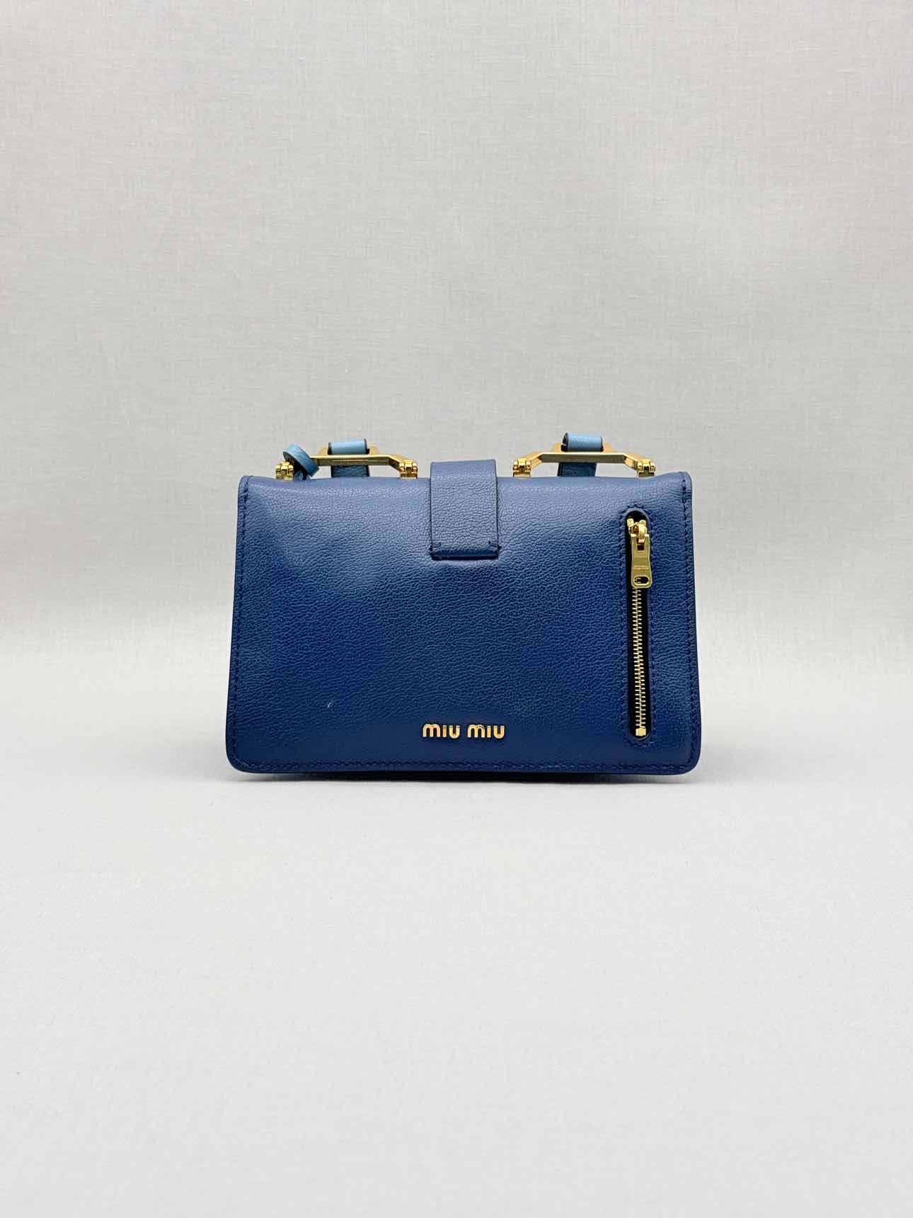 MIU MIU Madras Blue Tapestry Shoulder Bag