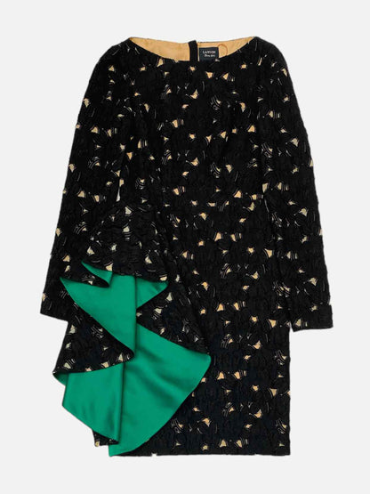 LANVIN Cocktail Dress Black & Green Lace Cocktail Dress