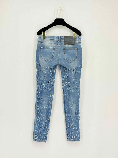 PHILIPP PLEIN Retro Superhero Blue Size 28 Jeans