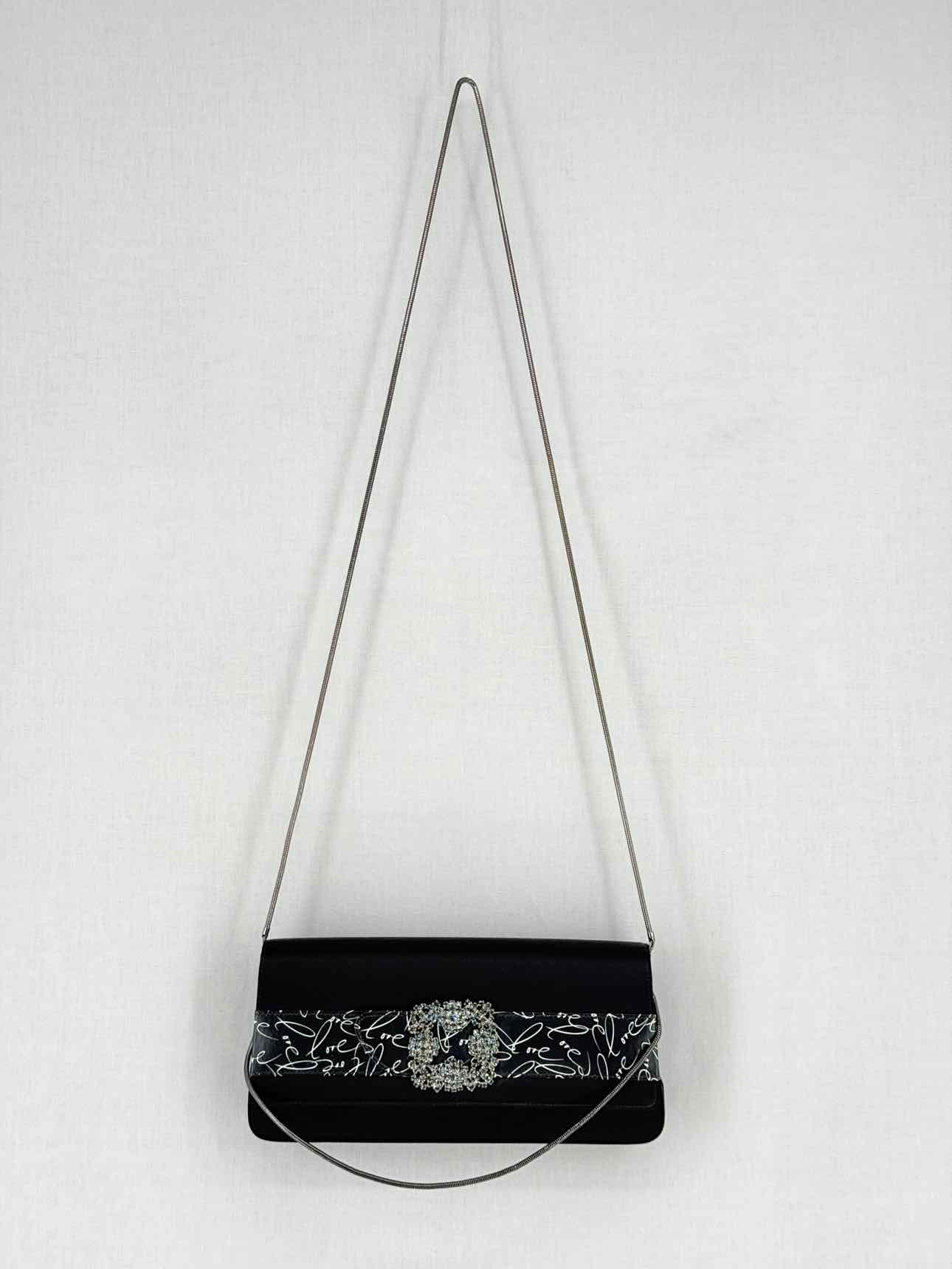MANOLO BLAHNIK Envelope Black Clutch