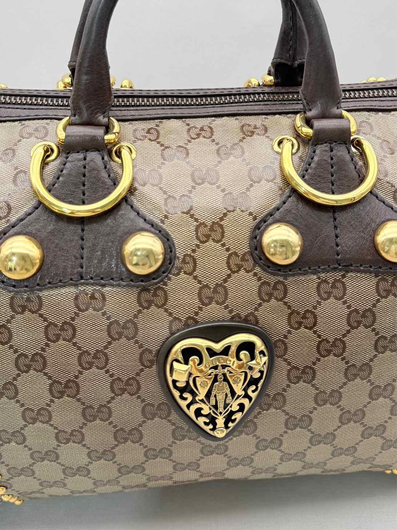 GUCCI Babouska Brown & Beige GG Top Handle
