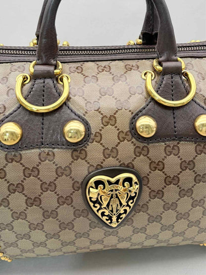 GUCCI Babouska Brown & Beige GG Top Handle
