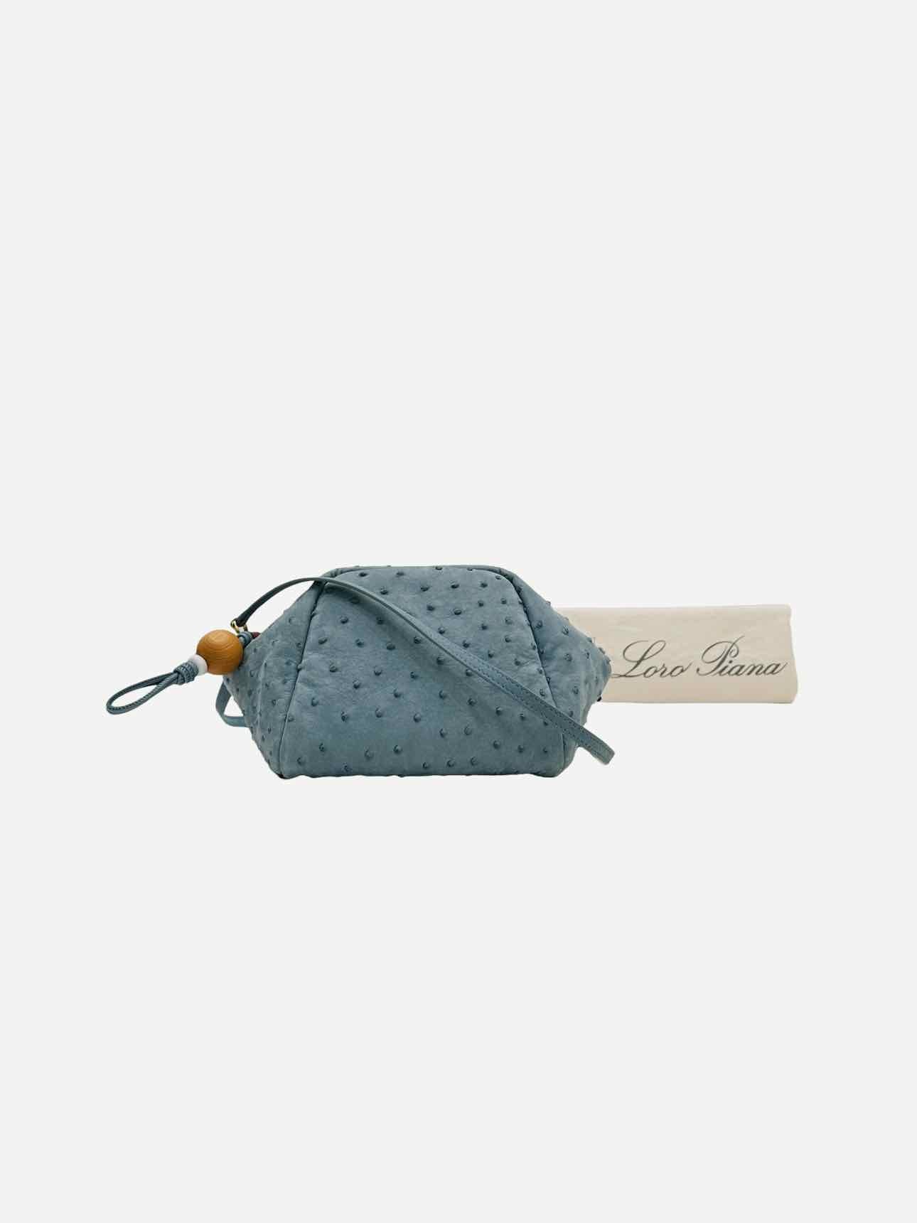 LORO PIANA Puffy Pouch Blue Crossbody