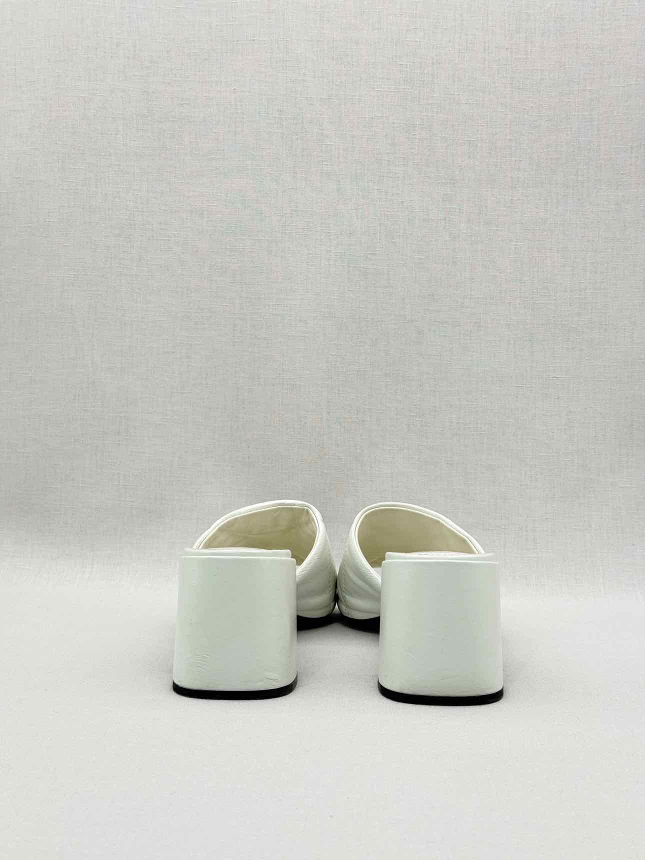 PRADA White Quilted Size EU 37.5 Heeled Sandals