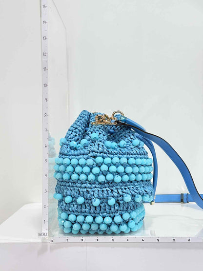 JIMMY CHOO Bon Bon Blue Bucket Bag