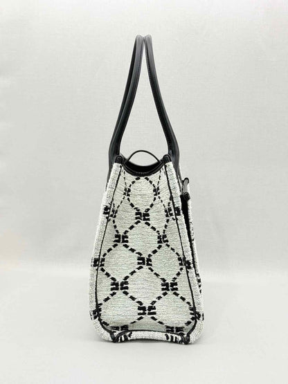 ELISABETTA FRANCHI White & Black EF Monogram Tote Bag