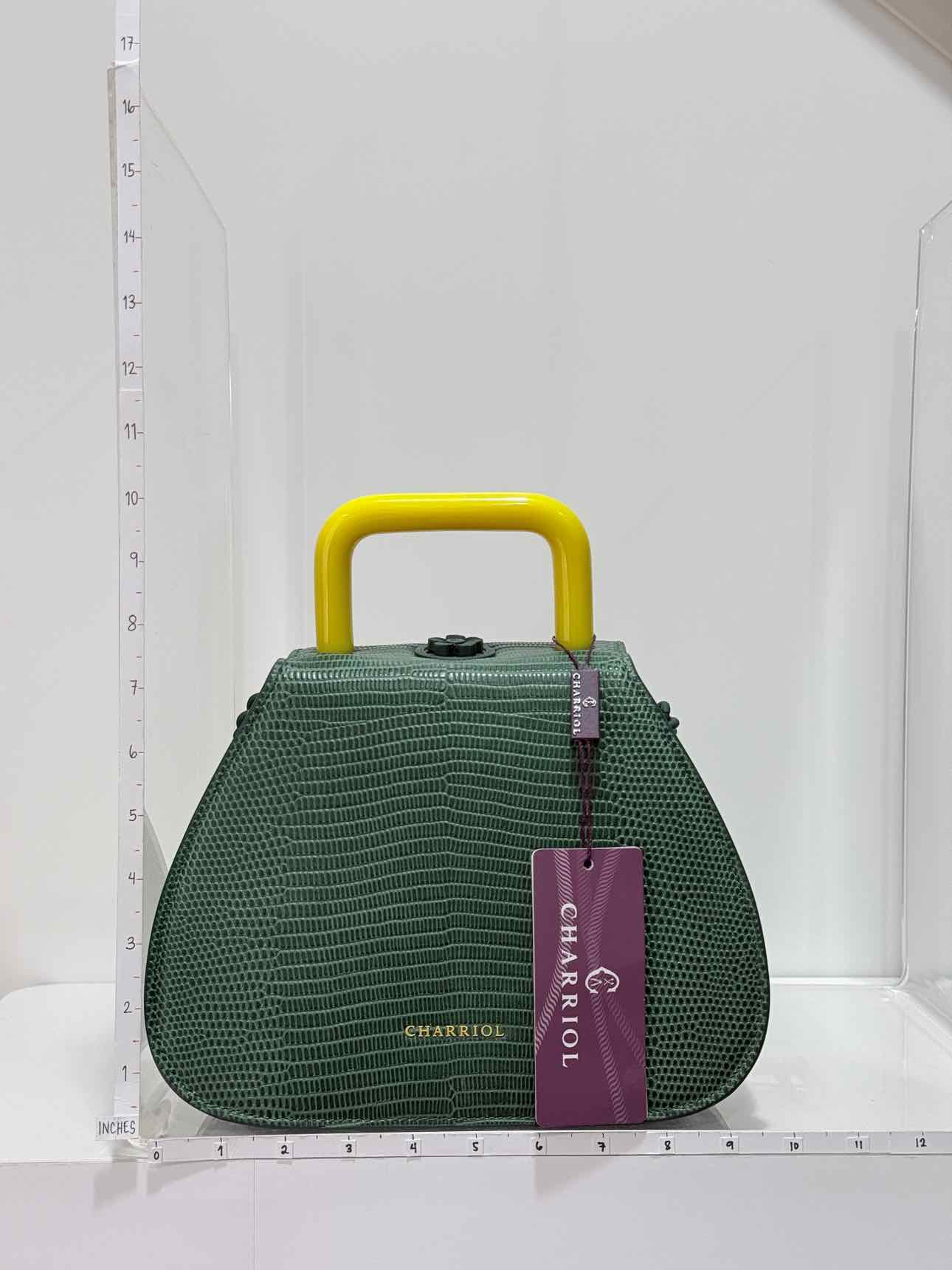 CHARRIOL Green Snakeskin Print Top Handle