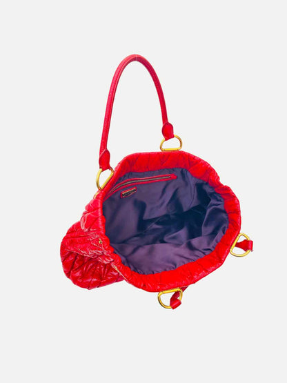 MIU MIU Shopping Red Matelasse Tote Bag