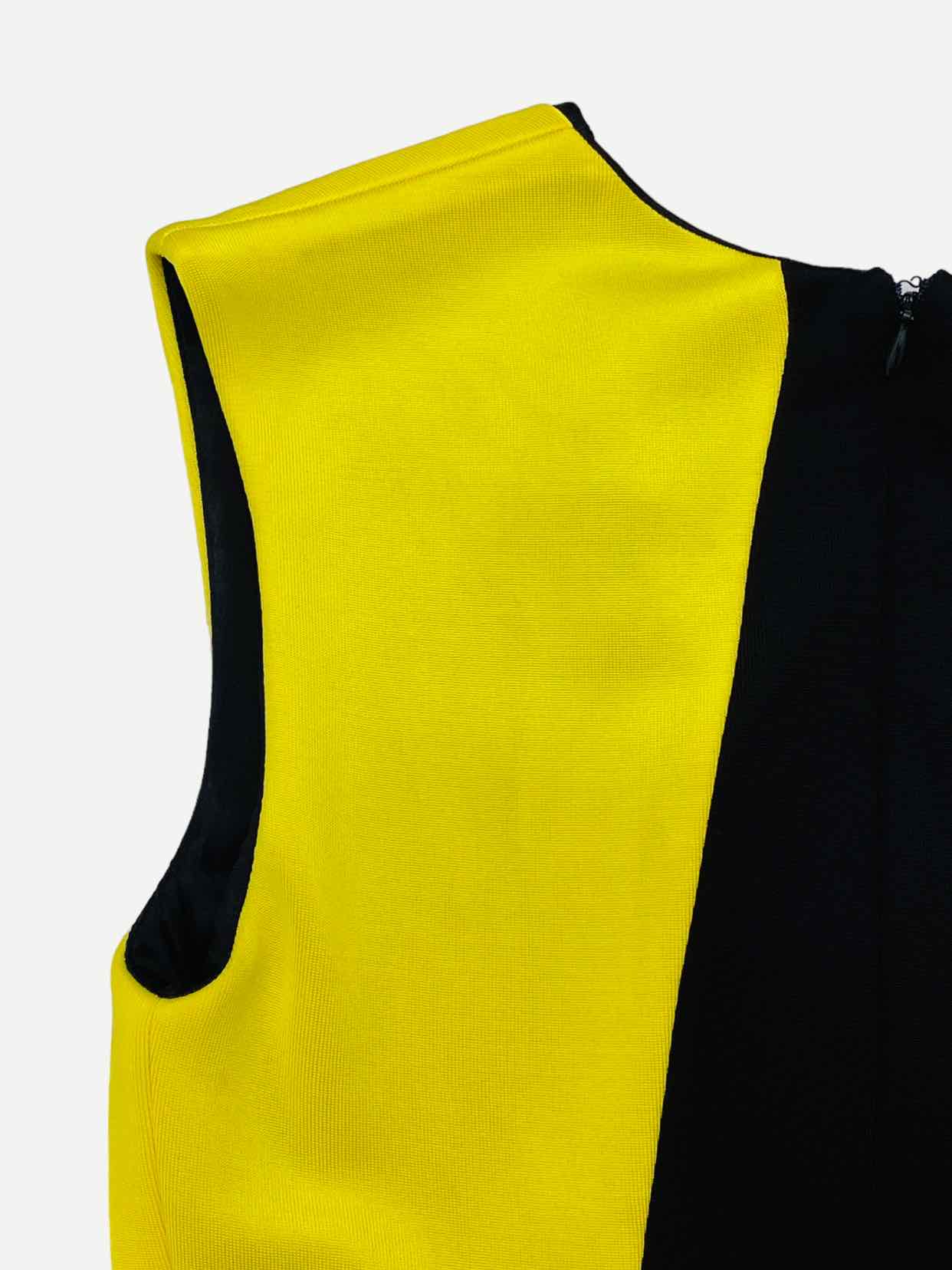 FAUSTO PUGLISI Bodycon Black & Yellow Knee Length Dress