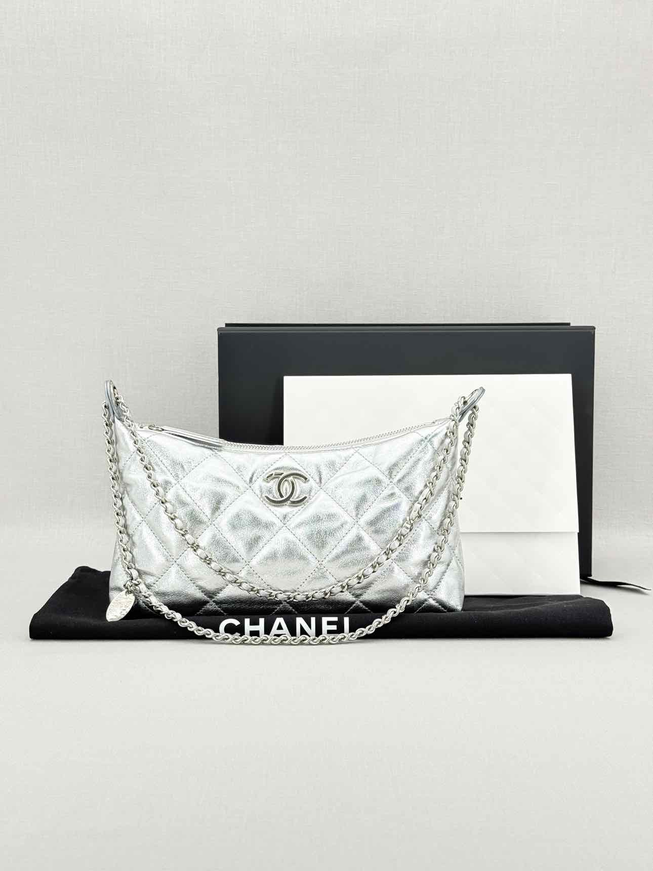 CHANEL Metallic Silver Hobo bag