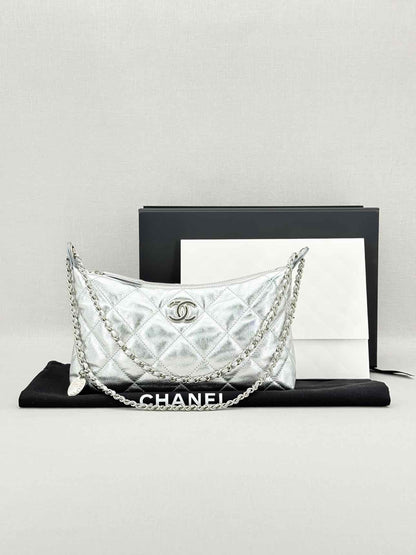 CHANEL Metallic Silver Hobo bag