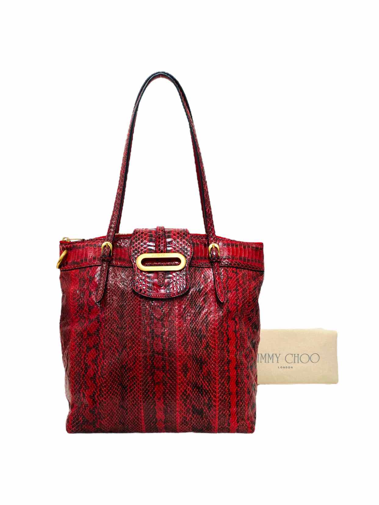 JIMMY CHOO Snakeskin Red & Black Shoulder Bag