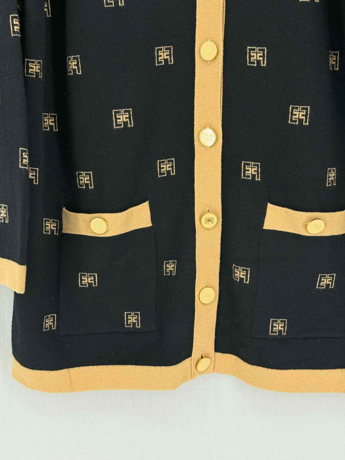 ELISABETTA FRANCHI Black & Brown Size US 10 Cardigan