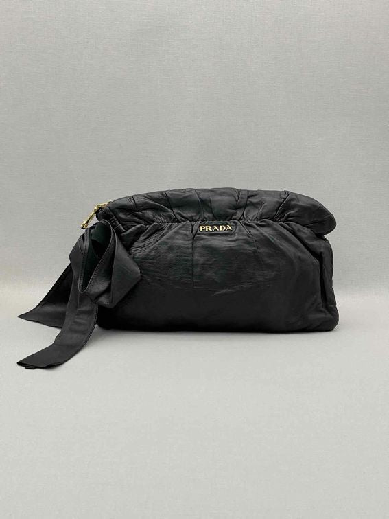 PRADA Antik Bow Black Clutch