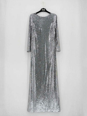 GUCCI Silver & Black Size XSmall Long Dress