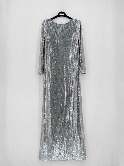 GUCCI Silver & Black Size XSmall Long Dress