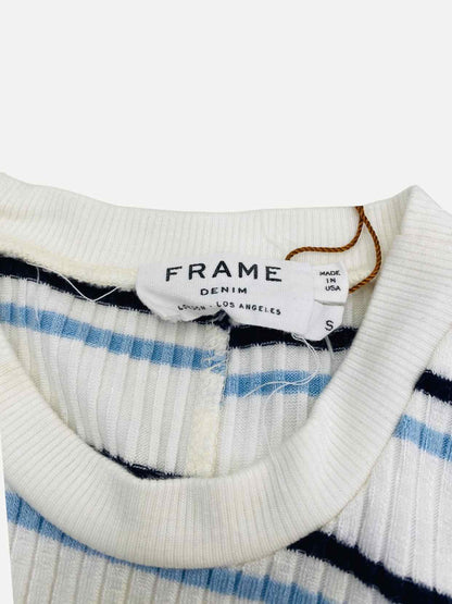 FRAME White w/ Blue Striped Size Small Tank Top