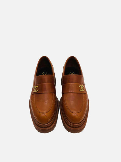CHANEL Brown Quilted Size EU 37.5 Moccasins